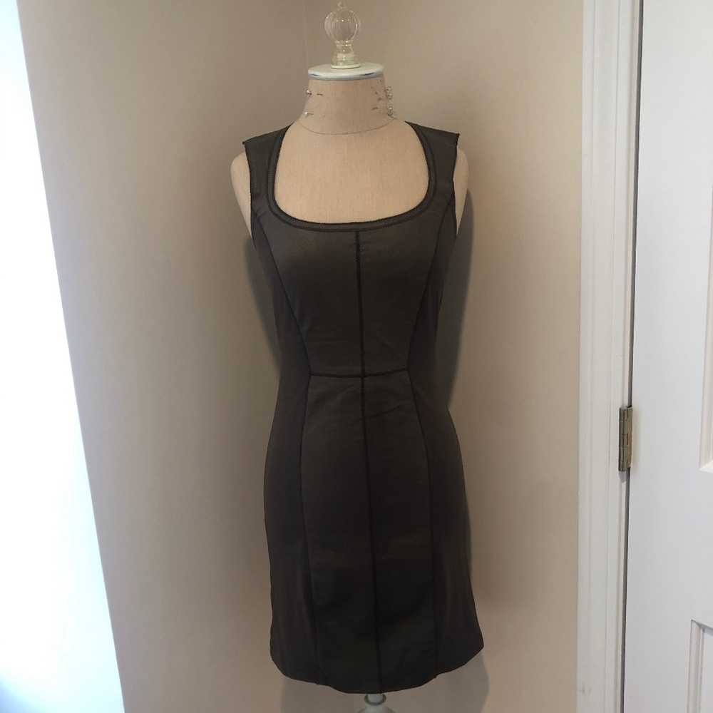 illia Sleeveless Mini Dress in Brown Leather